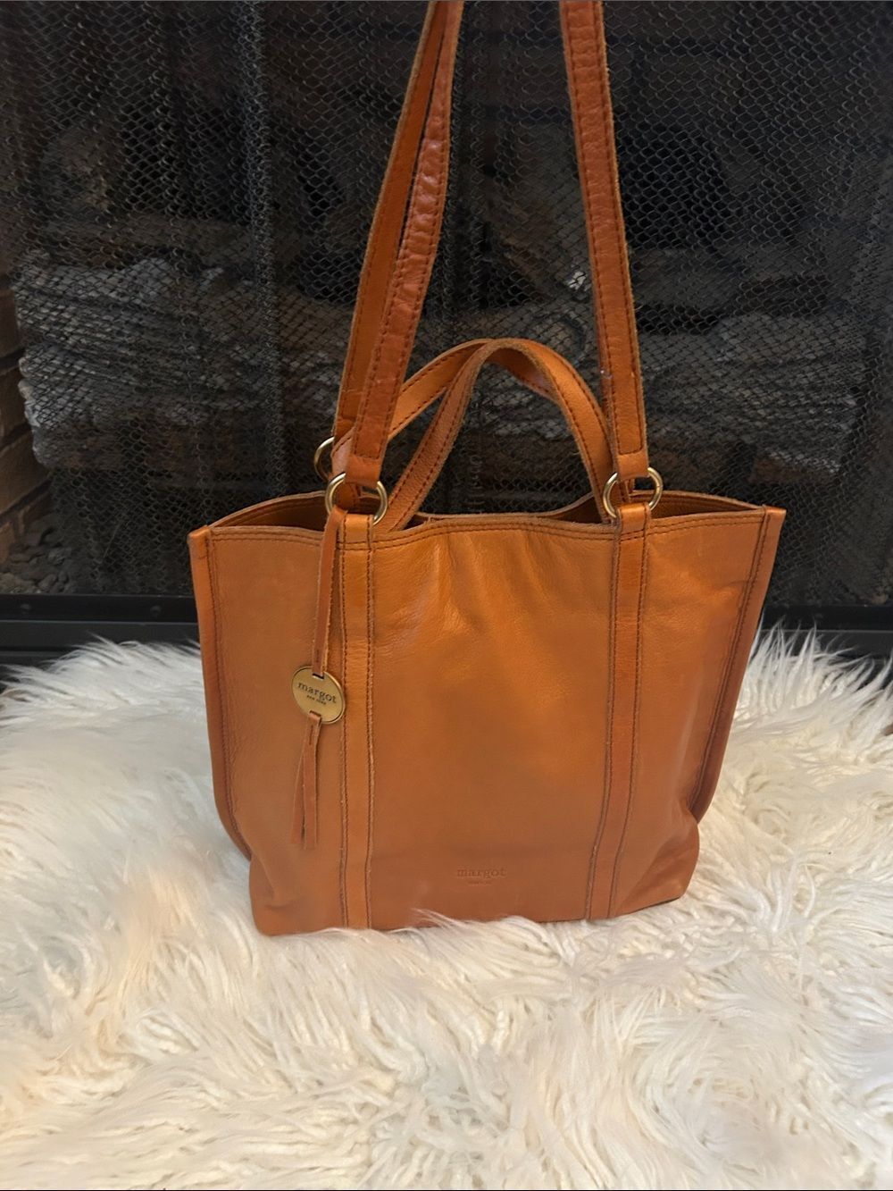 Margot New York leather Tote Bag in Cognac Brown